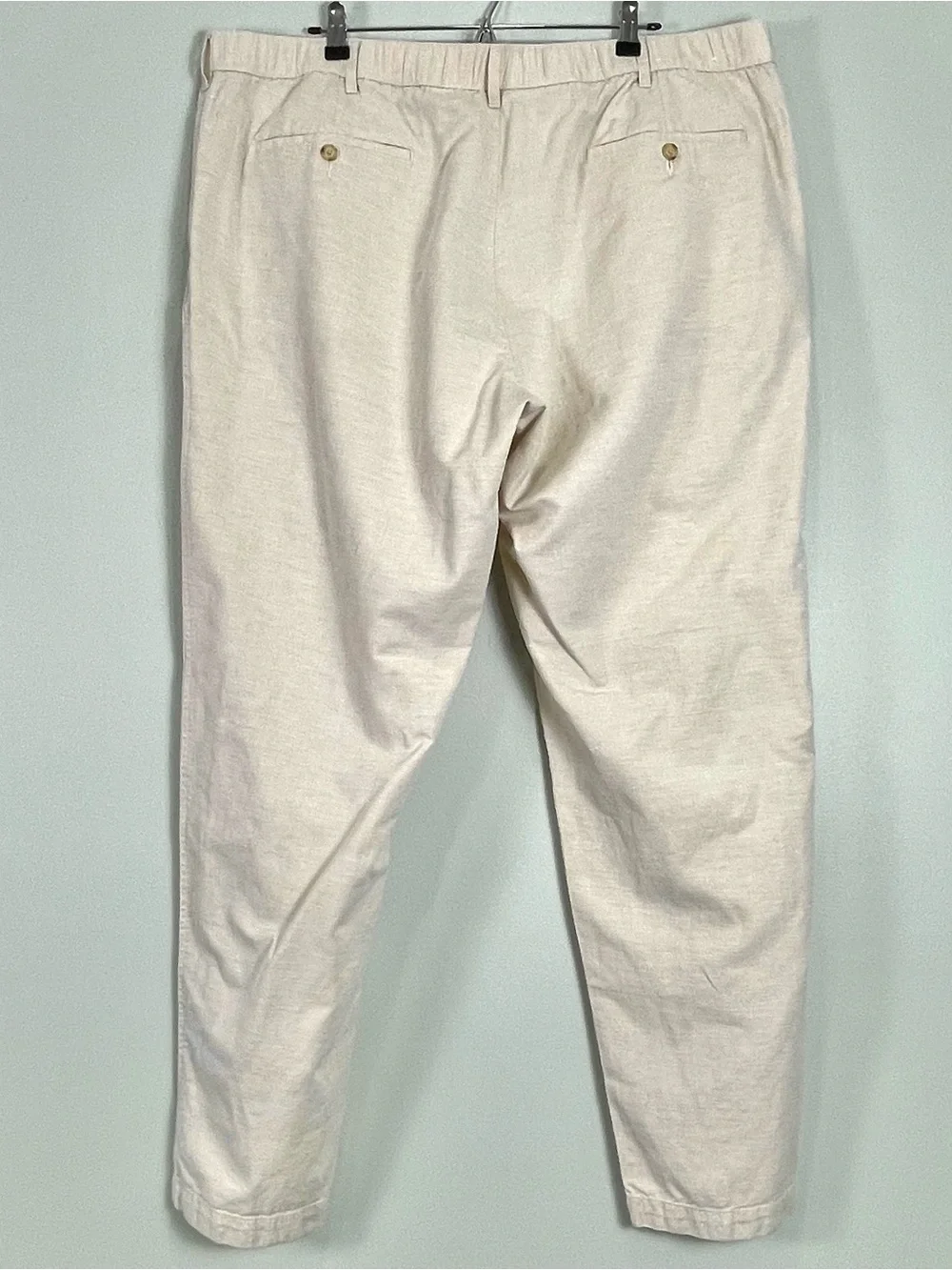UNIQLO Men's Light Tan Linen Blend Pants Drawstring Elastic Waist 42-45 Size 3XL